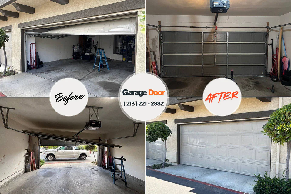 Before and after: garage door repair Poway, CA